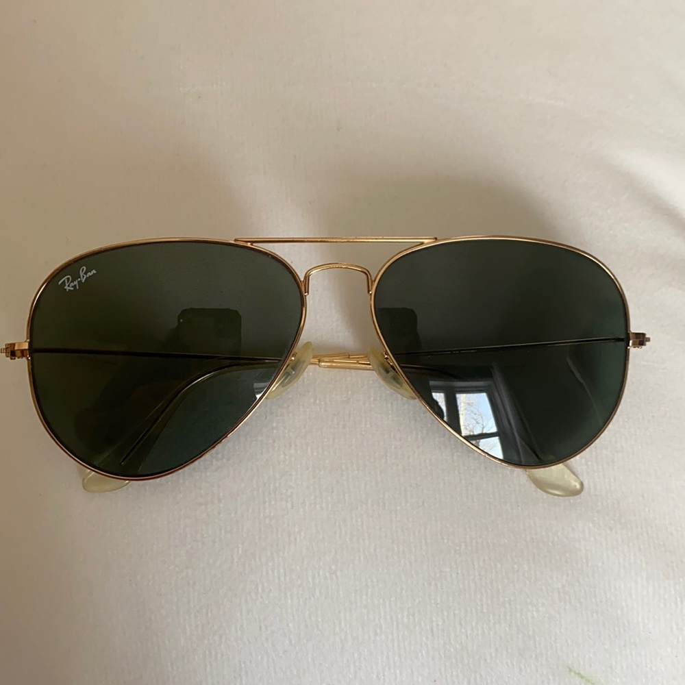 Ray-Ban gold frame dark green aviator sunglasses